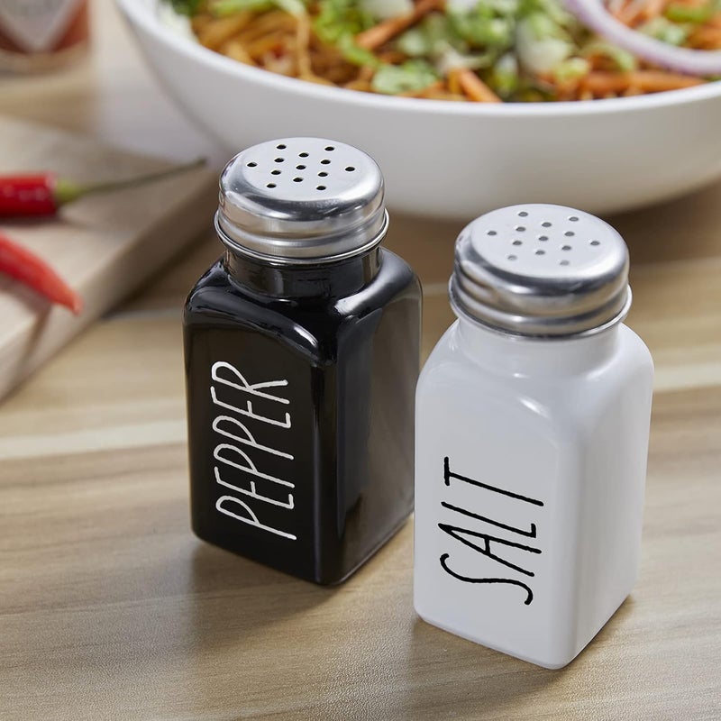 dopeca Salt and Pepper Shakers Set, 2.7oz Glass Salt Shaker with Stainless Steel Lid, Black and White Modern Kitchen Decor and Accessories, Cute Salt and Pepper Set for Kitchen or Restaurant - Image 4