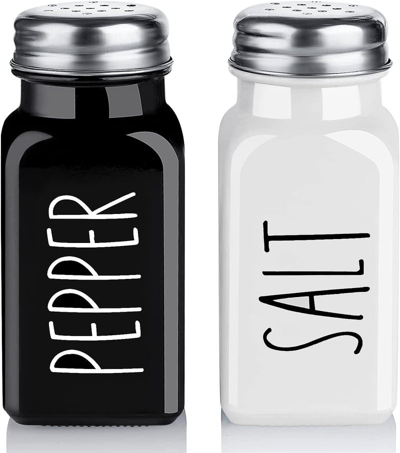 dopeca Salt and Pepper Shakers Set, 2.7oz Glass Salt Shaker with Stainless Steel Lid, Black and White Modern Kitchen Decor and Accessories, Cute Salt and Pepper Set for Kitchen or Restaurant - Image 1