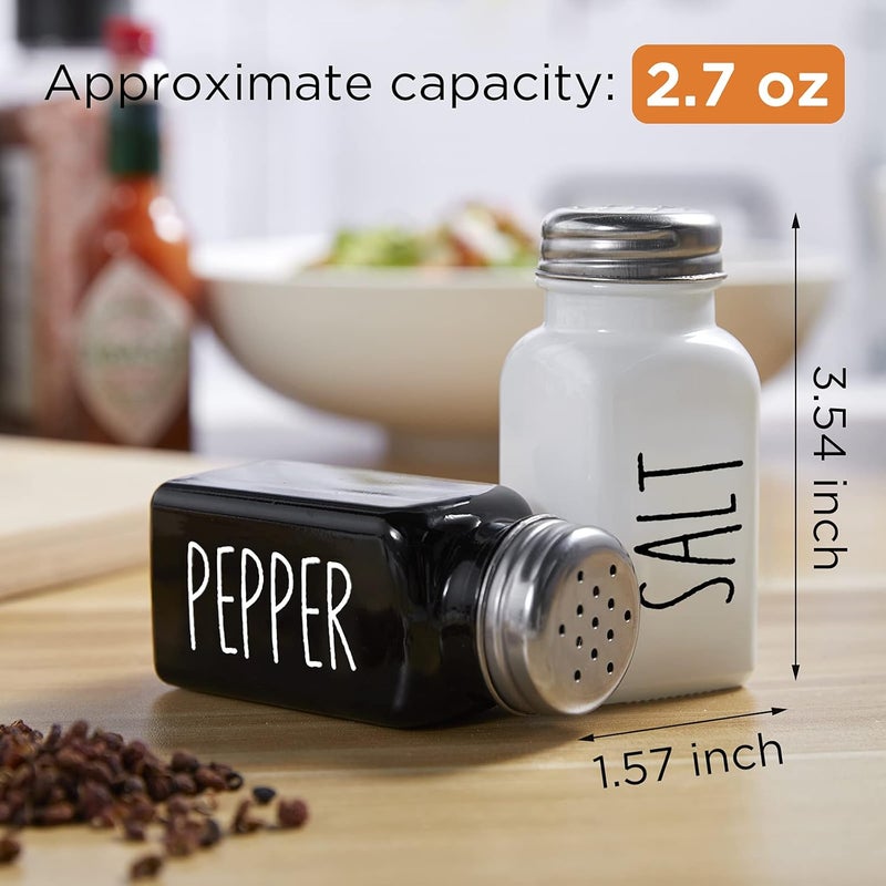 dopeca Salt and Pepper Shakers Set, 2.7oz Glass Salt Shaker with Stainless Steel Lid, Black and White Modern Kitchen Decor and Accessories, Cute Salt and Pepper Set for Kitchen or Restaurant - Image 3