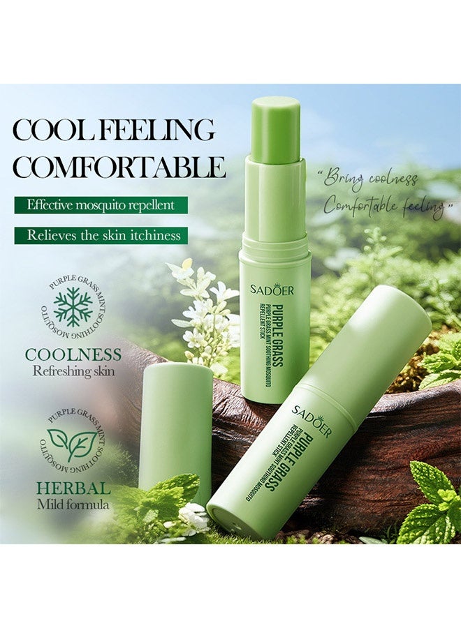 SADOER Purple Grass Mint Soothing Mosquito Repellent Stick，Mosquito Bite Itch Relief, Organic Afterbite Insect Bite Treatment, Anti Itch Cream, Bug Bite Relief, Easy to Carry Travel Stick - Image 3