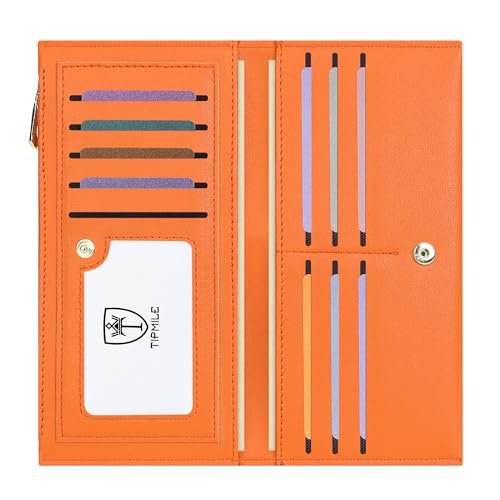 Tipmile محفظة تيمبايل ألترا سليم للنساء جلد مزدوج مع حماية RFID لحامل بطاقات الائتمان مع جيب بسحاب - Image 1