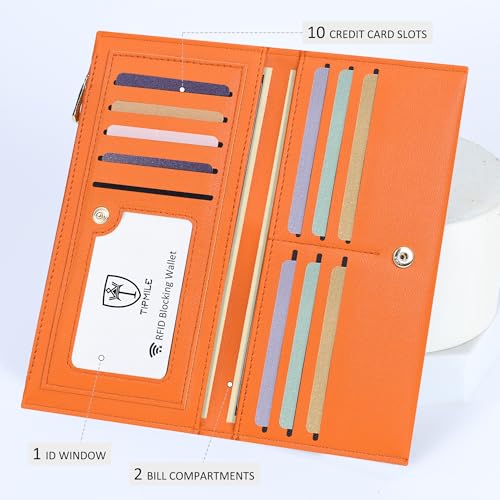 Tipmile محفظة تيمبايل ألترا سليم للنساء جلد مزدوج مع حماية RFID لحامل بطاقات الائتمان مع جيب بسحاب - Image 4