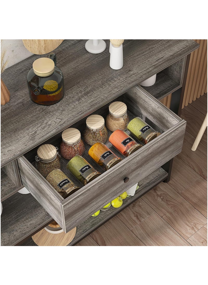 SKY-TOUCH Console Table with Drawer Industrial Wooden 3-layer Shelf for Living Room Couch Foyer and Kitchen Counter 39" Grey Oak  - Image 3