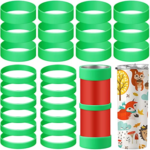 Yoande 24 Piece Silicone Bands for Sublimation Tumbler Silicone Bands, 2 Size Elastic Heat Resistant Thick Ring Rubber Band Holder Tumbler Printing Band for Wrapping Cups Reducing Ghosting Art DIY Craft - Image 1