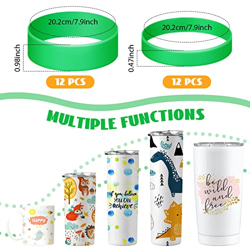 Yoande 24 Piece Silicone Bands for Sublimation Tumbler Silicone Bands, 2 Size Elastic Heat Resistant Thick Ring Rubber Band Holder Tumbler Printing Band for Wrapping Cups Reducing Ghosting Art DIY Craft - Image 2