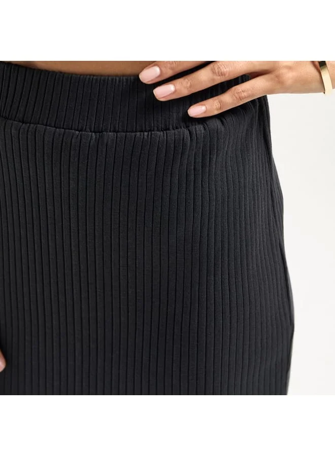 Splash FAV Textured Pencil Skirt with Elasticated Waistband