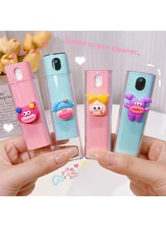 General Mobile Phone Screen Cleaning Artifact Portable Spray Wipe One Cute Cartoon Tablet Computer Display Screen Cleaning Solution-Color:Blue And Blue Hair Mouth 50ml Replenishing Solution  - Image 3