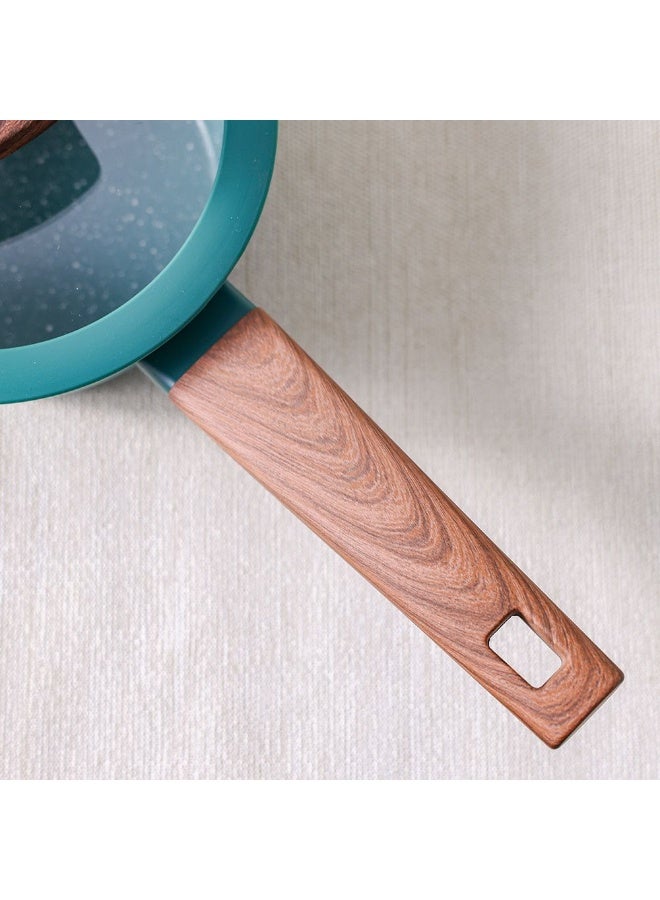 DANUBE HOME Chef's Delight Florin Sauce Pan with Marble Coating – Non-Stick, PFOA-Free, Durable Cookware for Easy Cooking – Perfect for Home, Kitchen, Gas & Induction Stoves 16x7.5cm - Green - Image 2