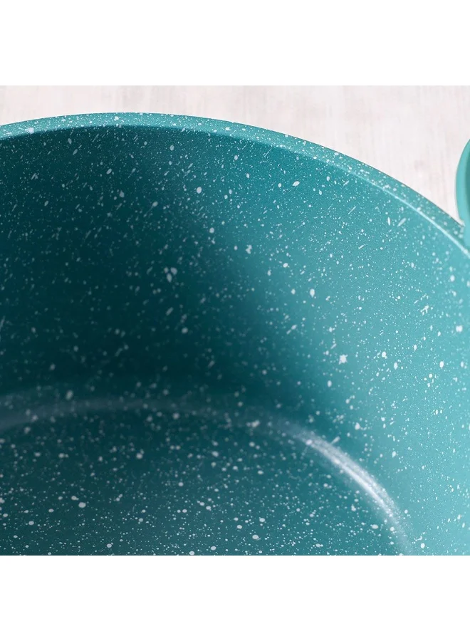 DANUBE HOME Chef's Delight Florin Sauce Pan with Marble Coating – Non-Stick, PFOA-Free, Durable Cookware for Easy Cooking – Perfect for Home, Kitchen, Gas & Induction Stoves 16x7.5cm - Green