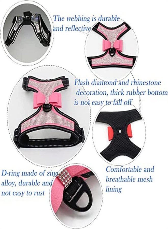 TELEYI Red Bling Girl Dog Harness,Rhinestone Cat Bow Tie Frenchie Vest Harnesses Female Puppy Kitty Cute Fancy Sparkling Pretty Crystal Diamond for Small Pet Yorkie Chihuahua,S - Image 4