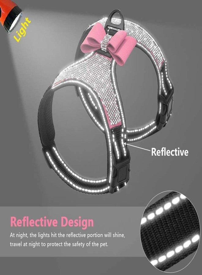 TELEYI Red Bling Girl Dog Harness,Rhinestone Cat Bow Tie Frenchie Vest Harnesses Female Puppy Kitty Cute Fancy Sparkling Pretty Crystal Diamond for Small Pet Yorkie Chihuahua,S - Image 2