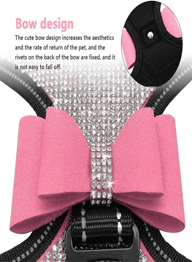 TELEYI Red Bling Girl Dog Harness,Rhinestone Cat Bow Tie Frenchie Vest Harnesses Female Puppy Kitty Cute Fancy Sparkling Pretty Crystal Diamond for Small Pet Yorkie Chihuahua,S - Image 3
