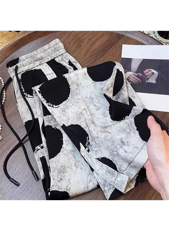 XINYANG Polka Dot Tie-dye Wide Leg Pants For Women - 2025 Summer Thin Fabric Draped Elastic High Waist Swing Pants - Image 5