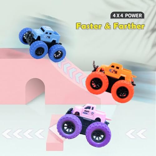PLUSPOINT Monster Truck Toys - Friction Powered Toy Cars Push and Go Vehicles for Kids Best Christmas Birthday Party Gift for Boys Girls Aged 3 and Above (Climber 3pc) - Image 2