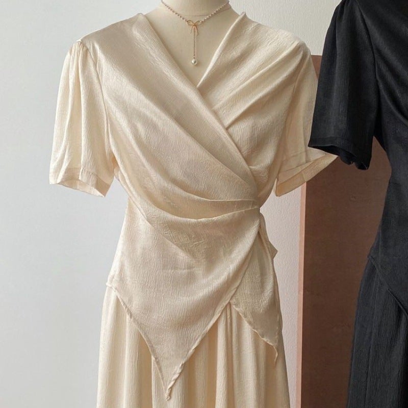 بدلة نسائية كورية 2026 بتصميم غير منتظم مع حزام على الخصر وتنورة متدلية مجموعة من قطعتين عصرية - Image 3