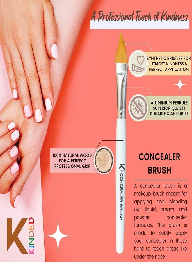 KINDED Concealer Face Eyes and Lips Makeup Brush Professional Series for Makeup Beauty with Smooth Soft Synthetic Hair Bristles Anti Rust Aluminium Ferrule Natural Wooden Handle Grip - Image 3