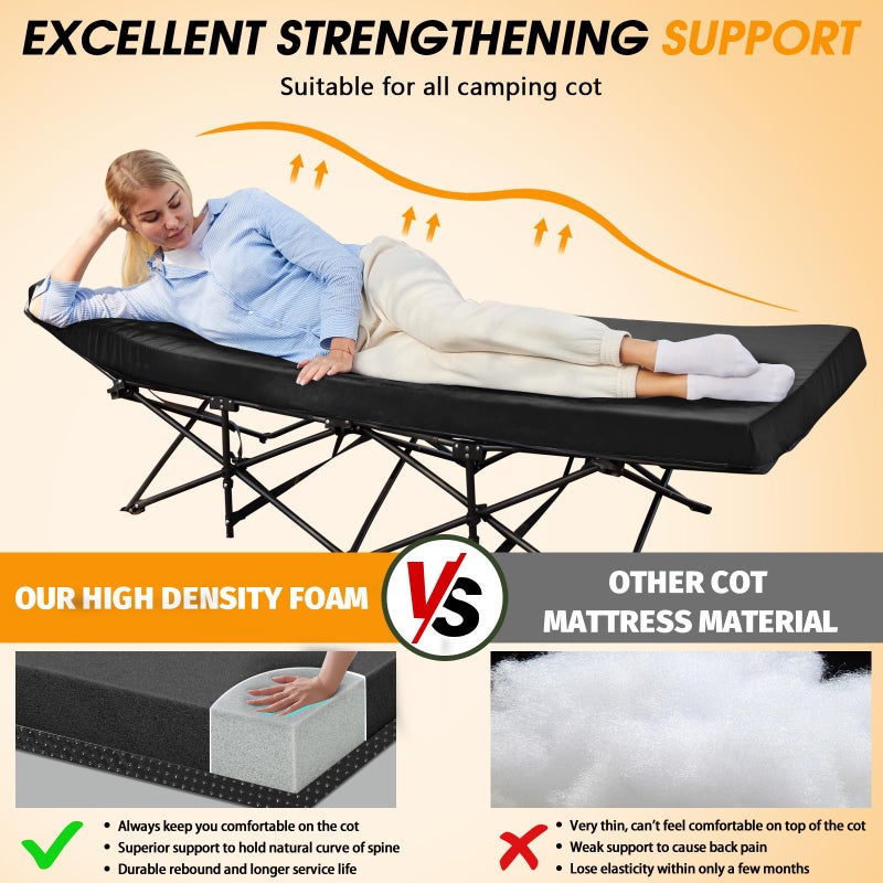 CYMULA Camping Cot Mattress 2in Memory Foam Sleeping Pad,Soft Warm Non-Slip Camping Topper with Retaining for Adults,Portable Roll up Pad for Travel(75 x30)ï¼ˆonly Mattressï¼‰ - Image 2