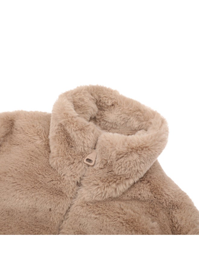 Zara korean-style Minimalist Solid Color Stand Collar Jacket For Kids - Warm & Stylish - Image 4