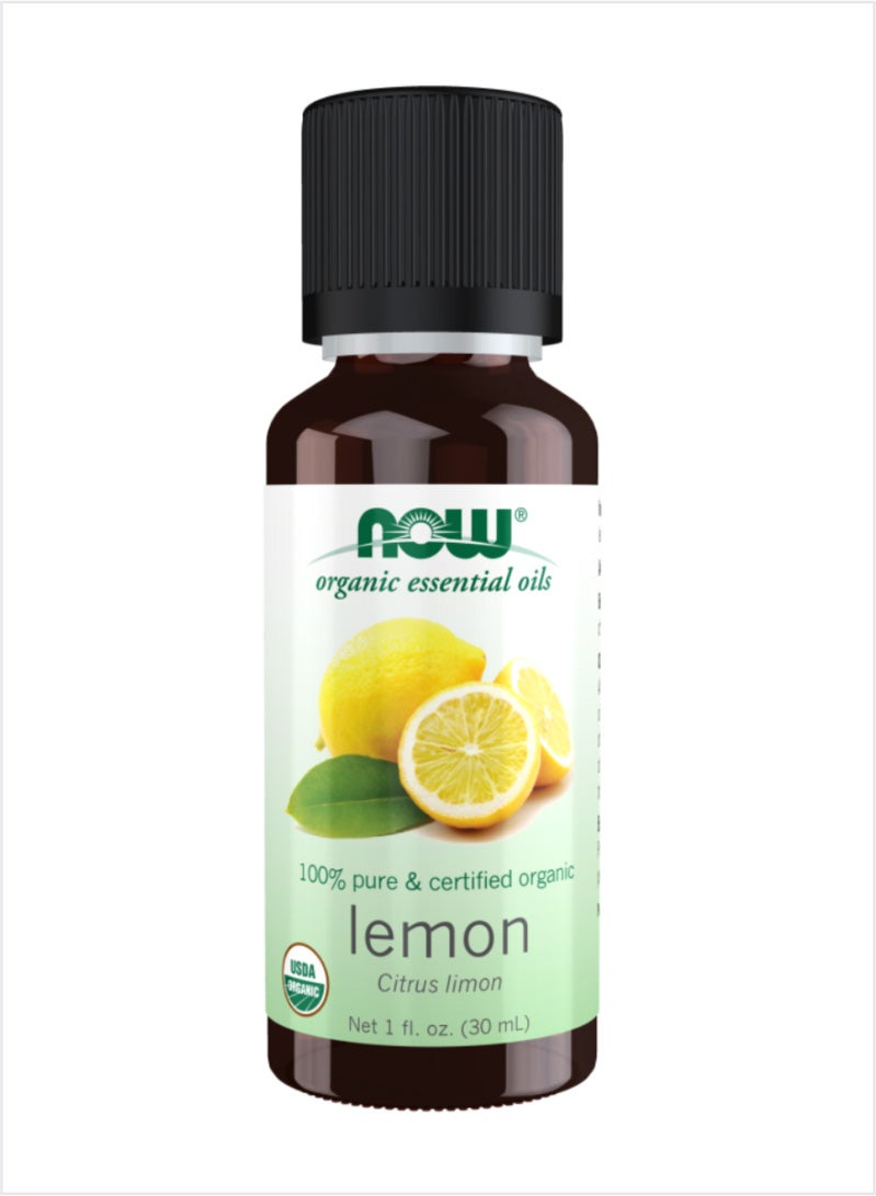 NOW 100% Pure Organic Lemon Essential Oil - Refreshing Citrus Aroma, 30ml