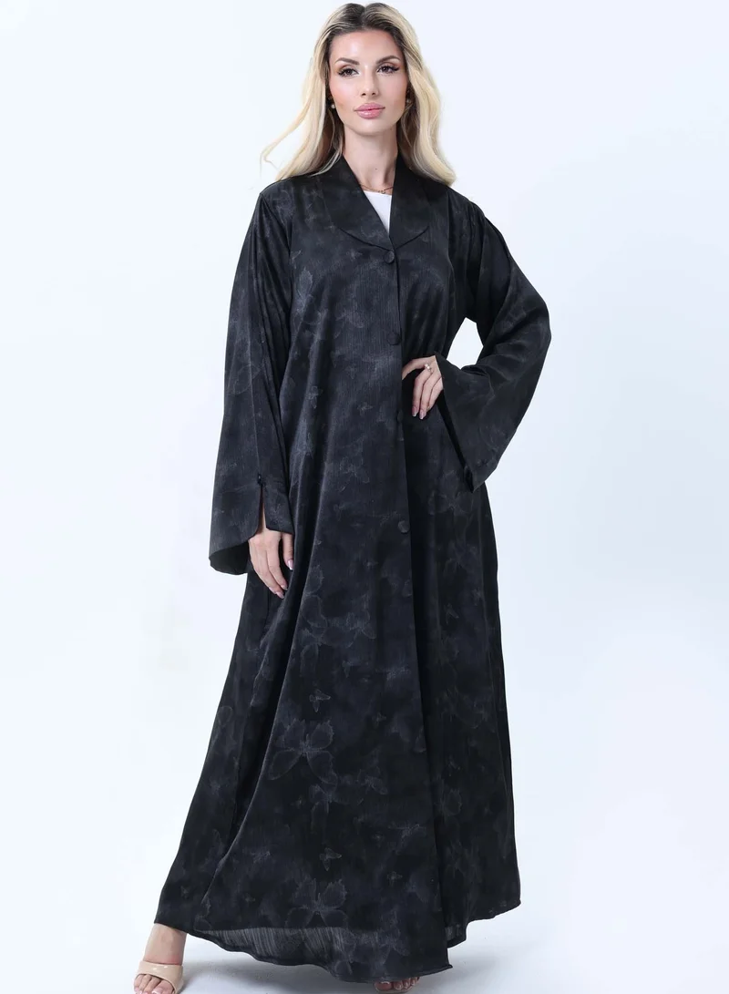 MSquare Fashion Black Premium Soft Jacquard Abaya with Self-Design