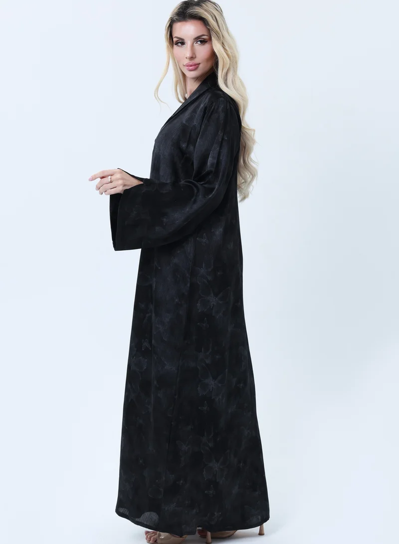 MSquare Fashion Black Premium Soft Jacquard Abaya with Self-Design