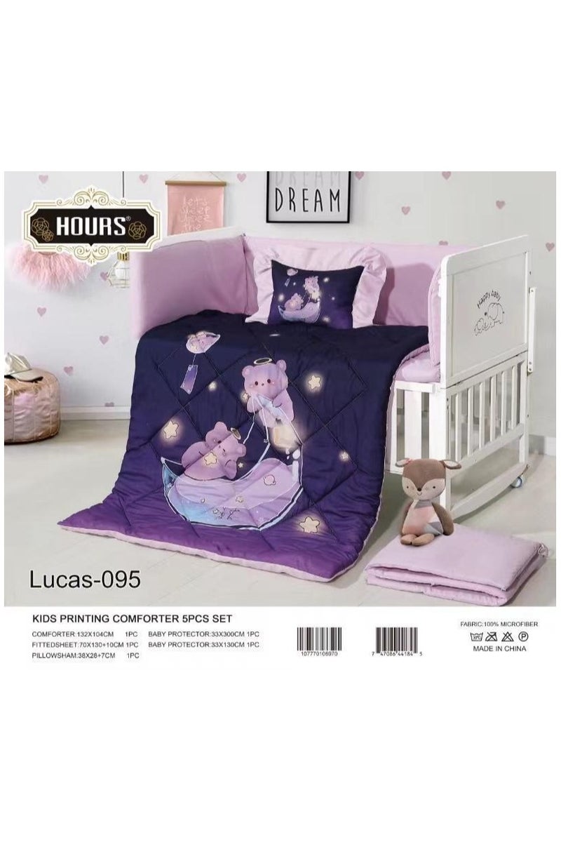 Hours Luxury Newborn Bedding Set – 5 Pieces with Protective Bumpers for Your Baby, Elegant Design & Ultimate Comfort