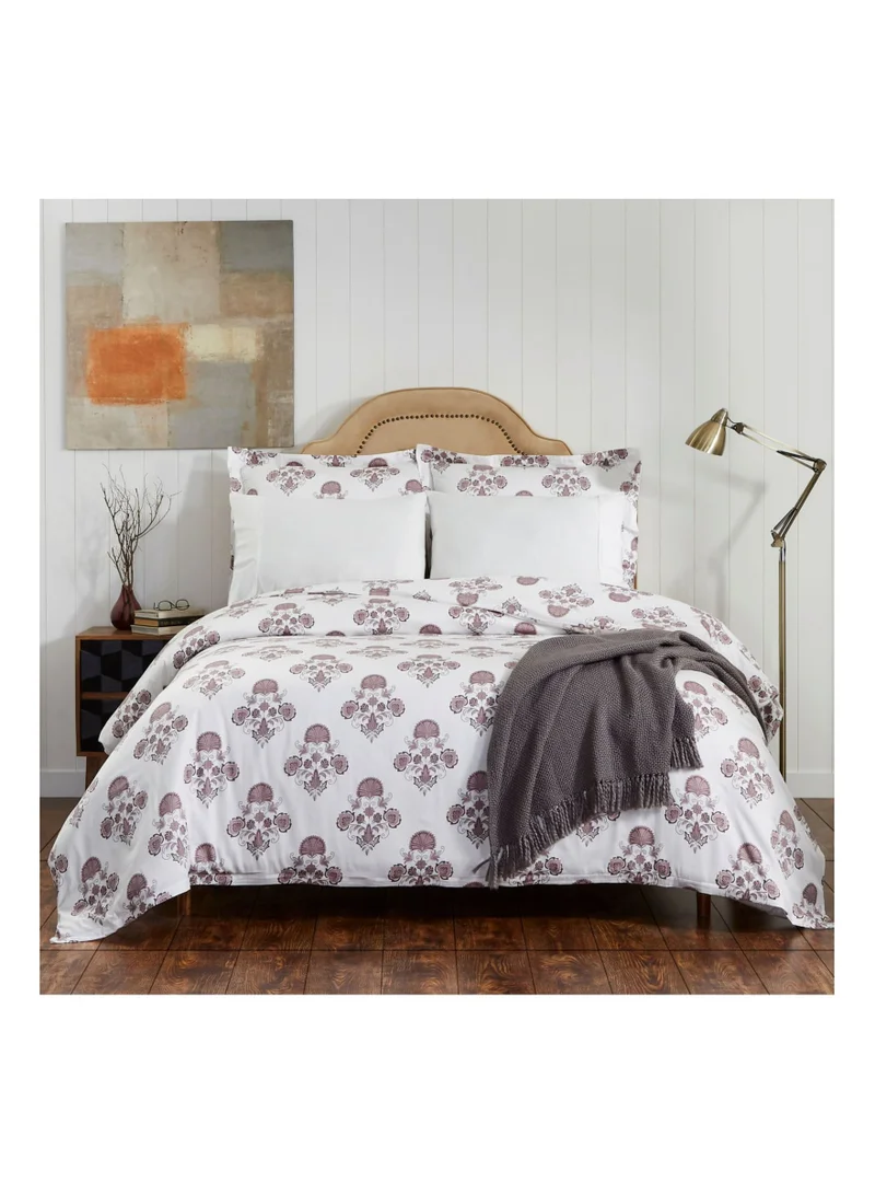 Donetella Comforter Set 5-Piece Cotton Bedding Set With Removable Filler Single Size Fits  120X200 Cm Off White/Purple