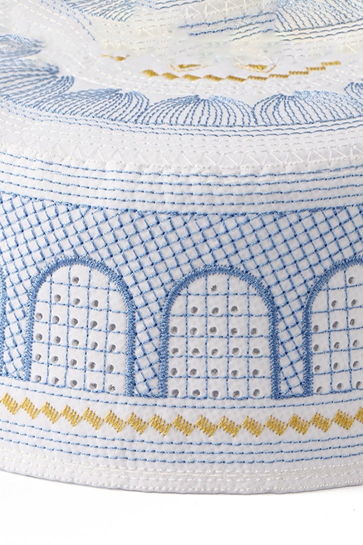 3 Pcs Eid Muslim Prayer Kufi Hat for Men Prayer Headwear Cap Islamic Beanie Cap Embroidery Foldable Sun Hat - Image 5