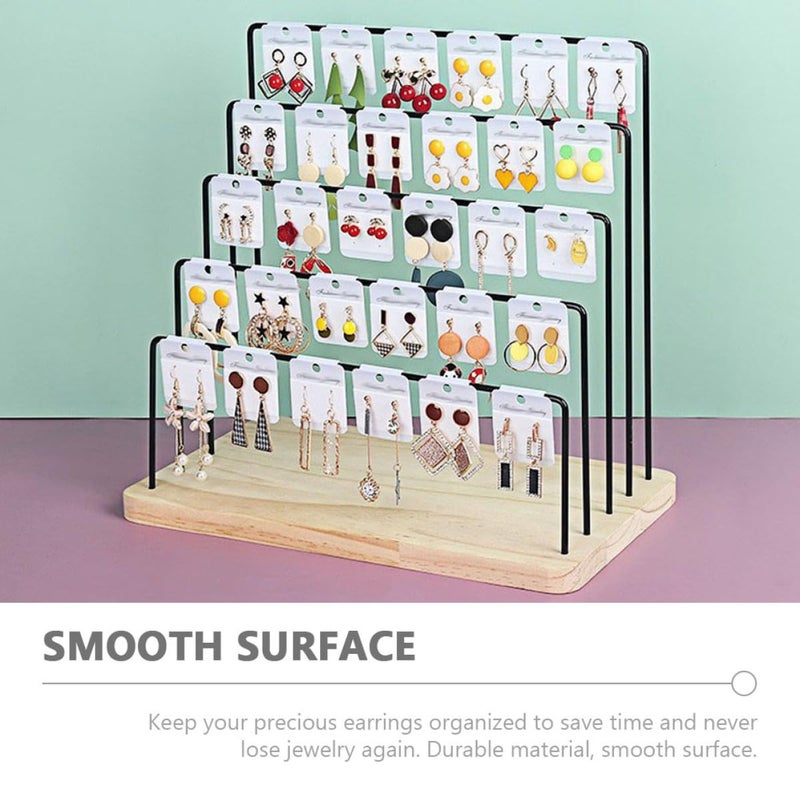 Black Iron 5 Tier Earring Display Stand Organizer Holder Jewelry Rack For Showroom Storage - Image 4