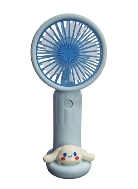 Portable handheld Fan with a cute cartoon design inspired by a beloved character, It comes in a cute blue color and is small and lightweight small size and easy to carry by hand or put in bag, equipped with USB easy to charge at any time, on/off button, multiple air speeds, nice gift for kids