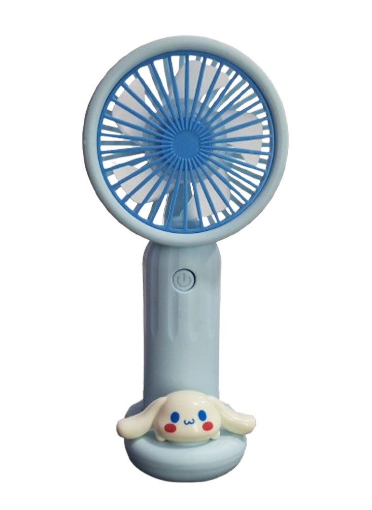 Generic - Portable handheld Fan with a cute cartoon design inspired by a beloved character, It comes in a cute blue color and is small and lightweight small size and easy to carry by hand or put in bag, equipped with USB easy to charge at any time, on/off button, multiple air speeds, nice gift for kids - Image 1
