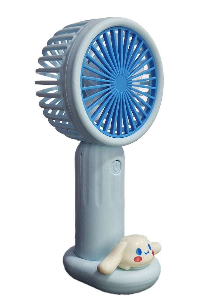 Generic - Portable handheld Fan with a cute cartoon design inspired by a beloved character, It comes in a cute blue color and is small and lightweight small size and easy to carry by hand or put in bag, equipped with USB easy to charge at any time, on/off button, multiple air speeds, nice gift for kids - Image 1