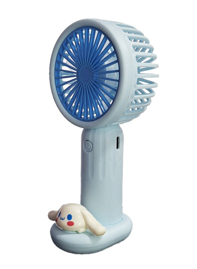 Generic - Portable handheld Fan with a cute cartoon design inspired by a beloved character, It comes in a cute blue color and is small and lightweight small size and easy to carry by hand or put in bag, equipped with USB easy to charge at any time, on/off button, multiple air speeds, nice gift for kids - Image 1