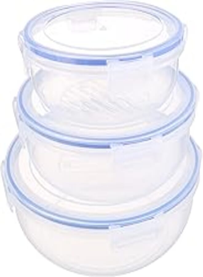 Bager Cook&Lock Round Storage Container Set 3 Pcs (800+1400+2300 Ml) (Std), Transparent