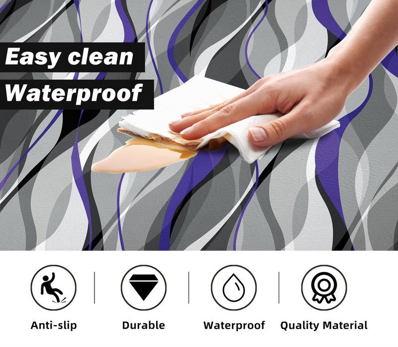 weesire Kitchen Mats for Floor Modern Abstract kitchen rugs Grey and Purple Stripe Anti Fatigue Kitchen Mats Waterproof Floor Mats Cushioned Non-Skid Standing Mats for Kitchen, Set of 2,17.3 x 28+17.3 x 47 - Image 4