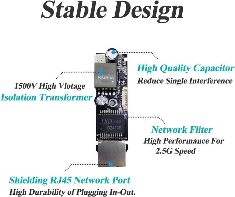 REVODATA Gigabit Type C PoE Splitter 5V/4A, PoE 48V to USB-C 5V/4A Output, Meets IEEE802.3af/at, Adaptive 10/100/1000Mbps, PoE Adapter Splitter for Smart Home/Pi 4B/4B+ (TYPEC0504G) - Image 5