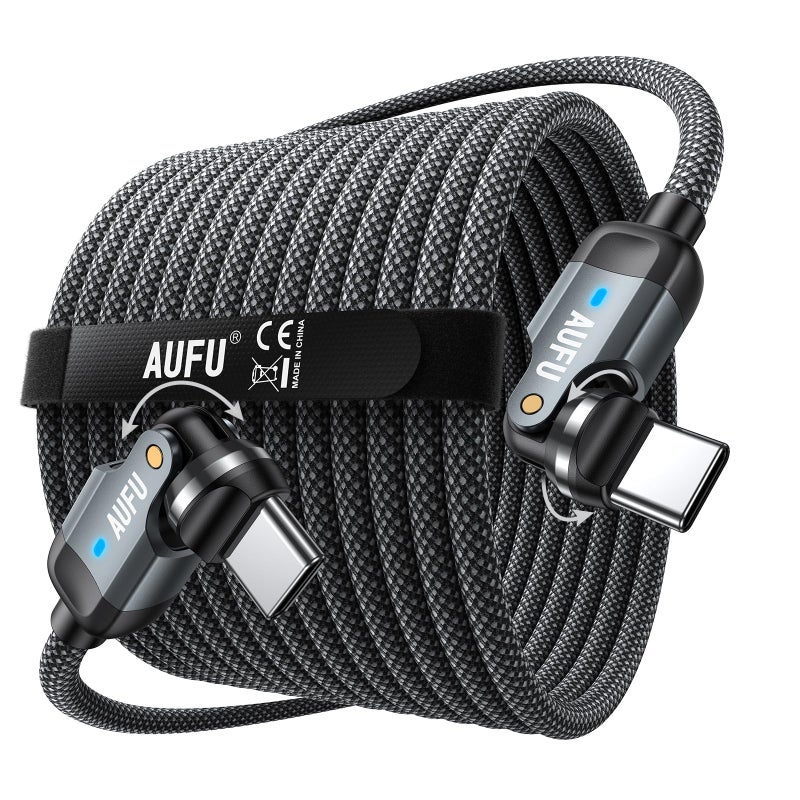 AUFU PD 60W USB C to USB C Cable 10ft(1Pack), Double 180Â° +360Â°Rotation/C to C Fast Charging/Type C to Type C Cable/10ft USB C Cable for 1Phone 17/16/15/Ma-Book/Pad Series, Samsung Galaxy Series - Image 1