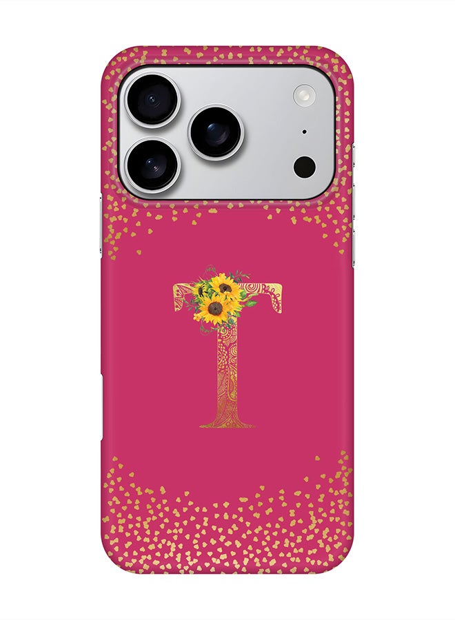 Stylizedd For iPhone 17 Pro,Case, [Compatible with MagSafe] Magnetic cover Slim fit Protection Matte, - Custom Floral Monogram - T ( Deep Pink )