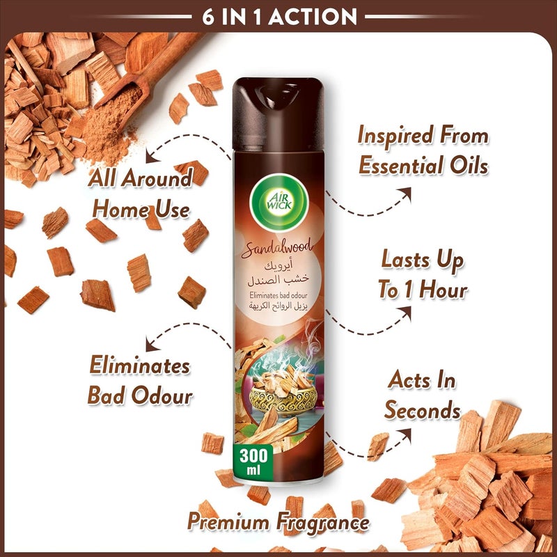 Air Wick Aerosol, Sandalwood Scent, 300ml x 3 - Image 3