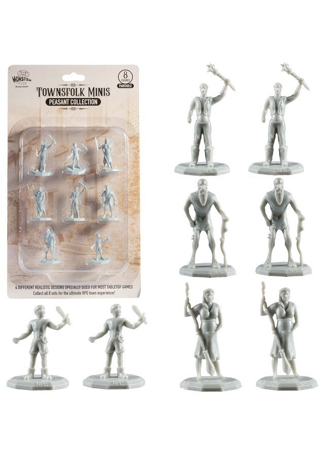 Monster Protectors Monster Townsfolk Mini Fantasy Figures - 8pc Peasant Non Player Character NPC Miniatures - 1" Hex-Sized Compatible with DND Dungeons and Dragons, Pathfinder and All RPG Tabletop Games  - Image 2