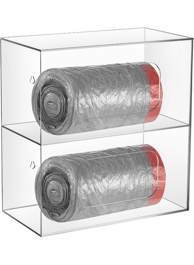 TPGP حامل أكياس القمامة المثبت على الحائط من الأكريليك، منظم مزدوج الجوانب - Image 1