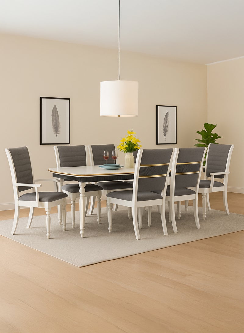 Royaloak Weston Wooden Dining Set 6 Seater | Dining Set with Cushioned Seats & Backrest for Comfort |  Solid Wood Legs | Elegant Turned Fluted Design for Lasting Look & Appeal - Image 1