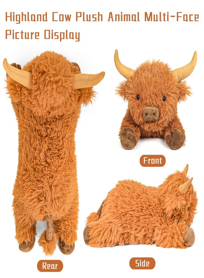 JellyMallow 24in Highland Cow Weighted Stuffed Animals, 5lbs Highland Cow Plushies, Adorable Stuffed Animal Pillows Gifts for Kids and Adults - Image 2
