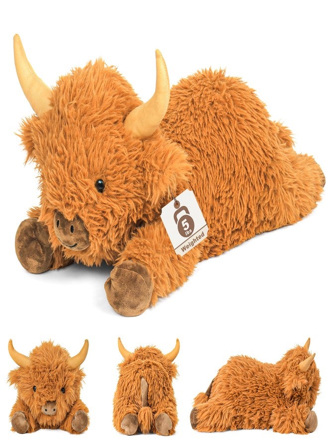 JellyMallow 24in Highland Cow Weighted Stuffed Animals, 5lbs Highland Cow Plushies, Adorable Stuffed Animal Pillows Gifts for Kids and Adults - Image 1
