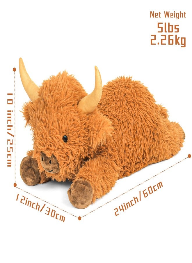 JellyMallow 24in Highland Cow Weighted Stuffed Animals, 5lbs Highland Cow Plushies, Adorable Stuffed Animal Pillows Gifts for Kids and Adults - Image 3