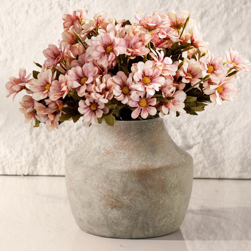 Mitt&Ditt Ceramic Flower Vase, 5.3 inch Pottery Farmhouse Rustic Vase, Handcrafted Weathered Vases, Small Flower Terracotta Vases for Home Decor, Living Room, Table, Shelf, Mantel, Neutral - Image 4