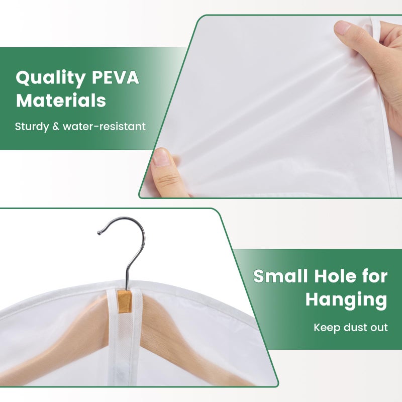 Carbrea Translucent Garment Bag - 15 Packs Garment Bags for Hanging Clothes Dress Bag Suit Bags for Closet Storage Travel - 24" x 40"/47"/55" - Image 4