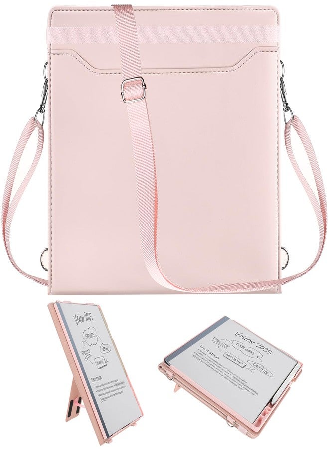 E NET-CASE Case for Remarkable 2 Paper Tablet - Business Design Protective Stand Cover with Pen Holder/Hand Strap/Carrying Shoulder Strap & Auto Sleep/Wake for 10.3" 2020 Released (Pink) - Image 1