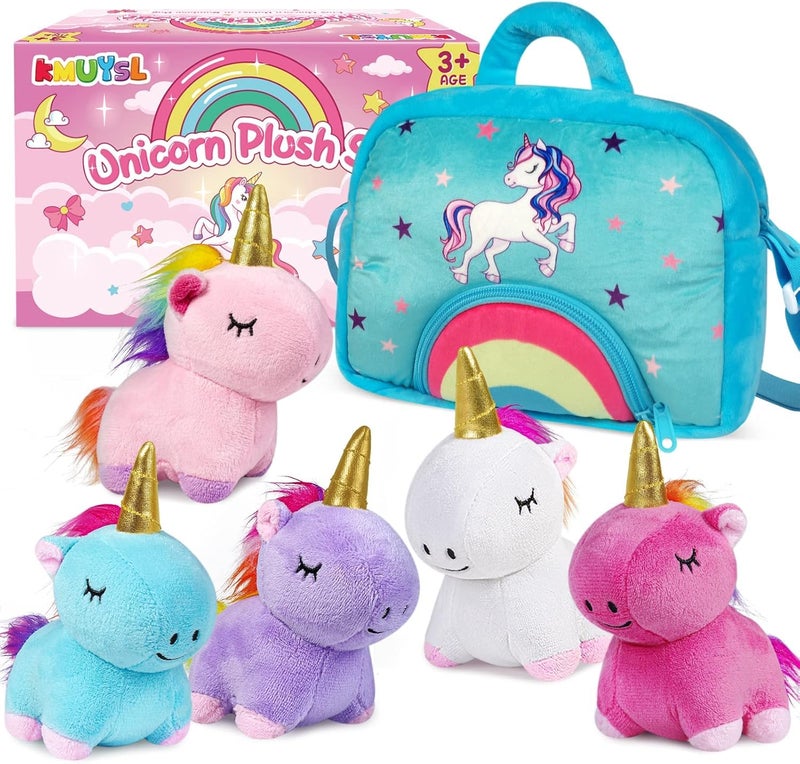 KMUYSL Toys for 18 Months Year Old Girls Plush Stuffed Animal with 5 Unicorn Babies in Plush Bag Toy Soft Plush Toys Set Christmas Birthday Gifts for 2 3 4 5 6 7 8 Girls Boys Baby Toddler Kids - Image 3