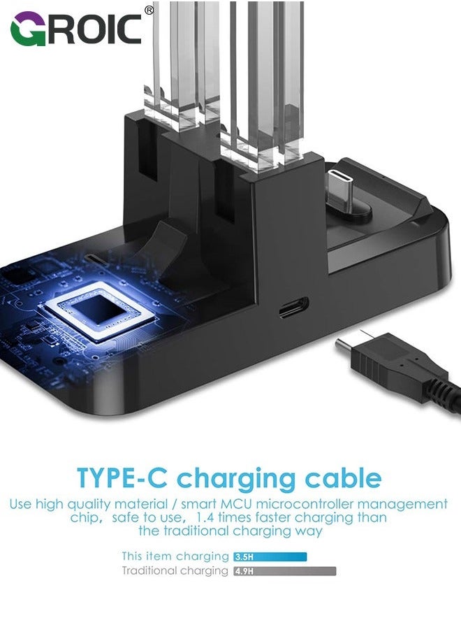 GROIC Controller Charger for Nintendo Switch Pro and Joy-con, 6 in 1 Charging Dock Stand Station with LED Indicator USB Type C Cable  - Image 5